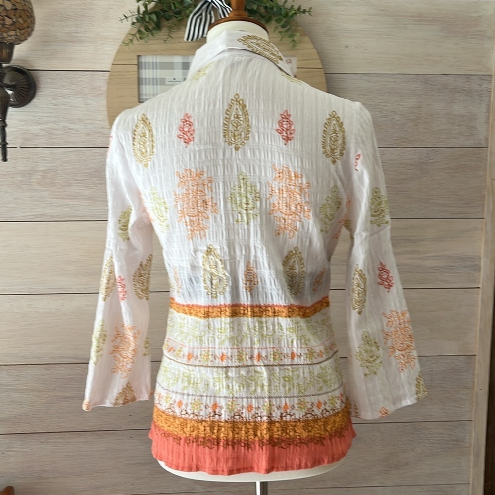 Faded Glory Crinkle Orange Top S - Picture 3 of 4